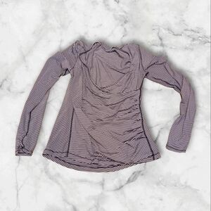 Lululemon Striped Long Sleeved Pullover Top w/ Thumb Holes Gathered READ